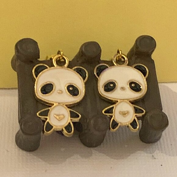 Panda Earring, Panda Bear Jewelry, Gift, Panda Jewelry, Silly Animal Earring - Picture 5 of 7